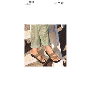 Aerothotic Arch Support Flip Flops Sandals Split Toe Beige Black Size 41 US 10